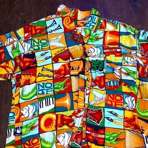 Bayou Wear New Orleans Jazz Fest Hawaiian Shirt Jazzfest Festival Men L